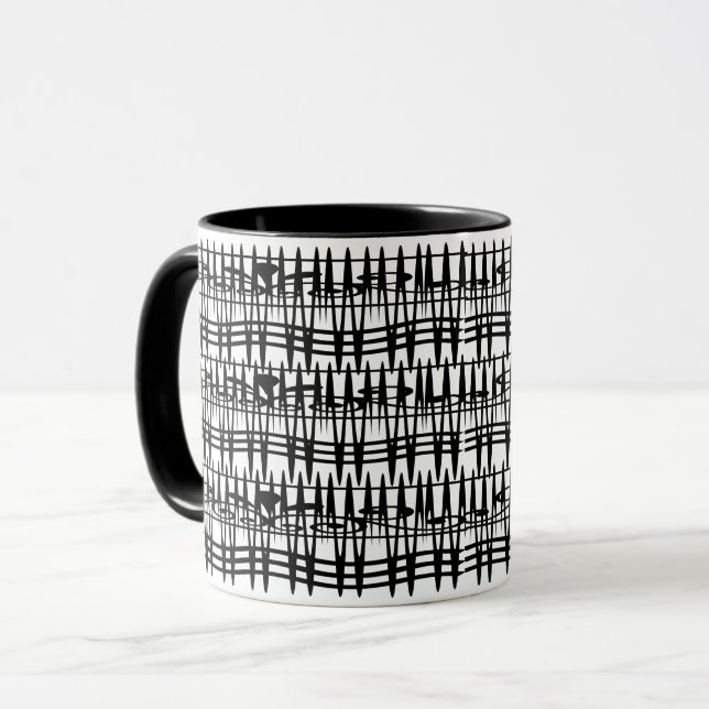 Minimalist Modern Black and White Abstract art Mug (Front Left)