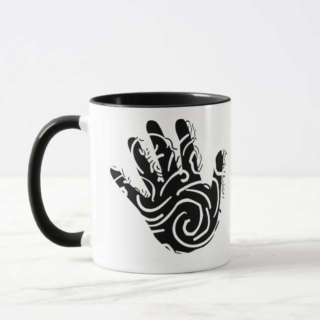 Minimalist Modern Black and White Abstract art Mug (Left)
