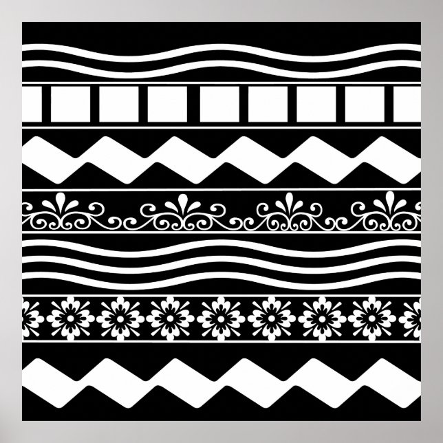 Minimalist Modern Black and White Abstract art Poster (Front)