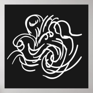 Minimalist Modern Black and White Abstract art Poster