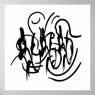 Minimalist Modern Black and White Abstract art Poster