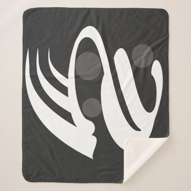 Minimalist Modern Black and White Abstract art Sherpa Blanket (Front)