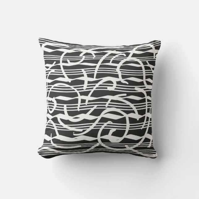 Minimalist Modern Black and White Abstract art Throw Pillow (Front)