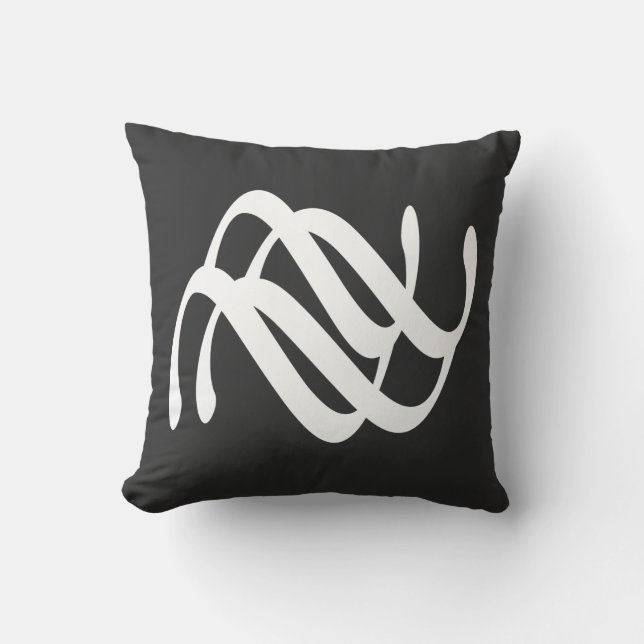 Minimalist Modern Black and White Abstract art Throw Pillow (Front)