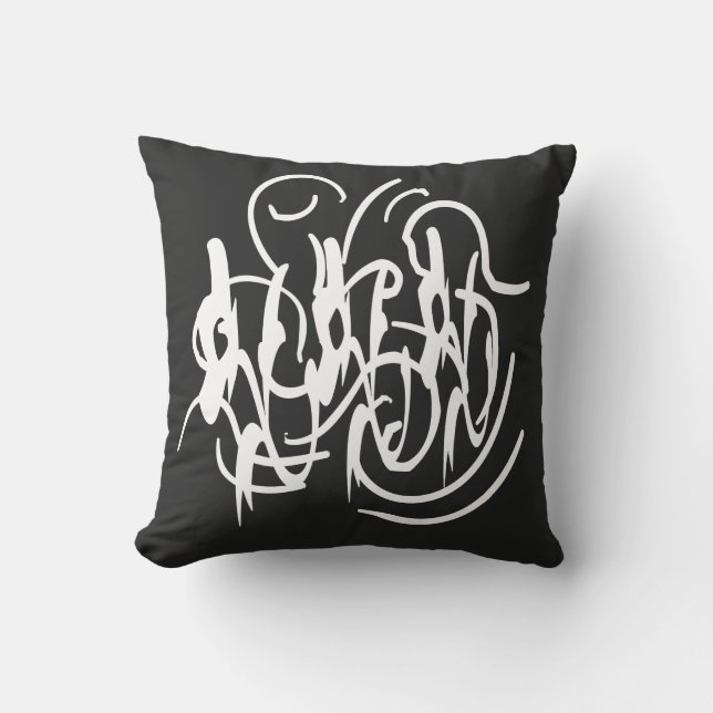 Minimalist Modern Black and White Abstract art Throw Pillow (Front)