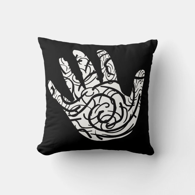 Minimalist Modern Black and White Abstract art Throw Pillow (Front)
