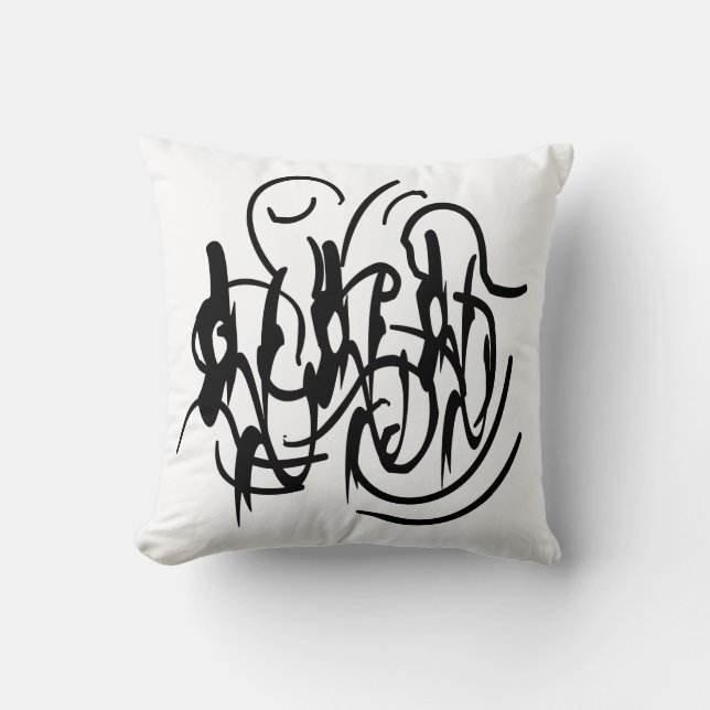 Minimalist Modern Black and White Abstract art Throw Pillow (Front)