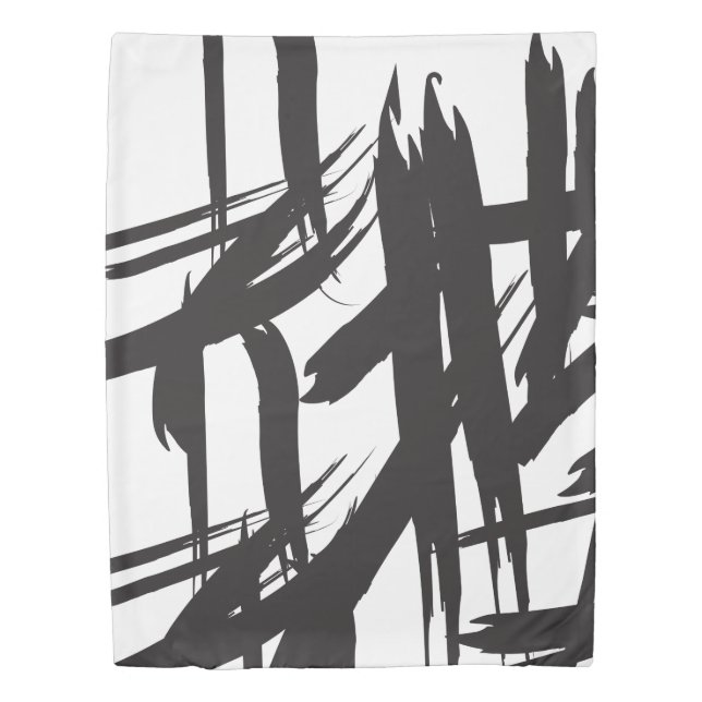 Minimalist Modern Black and White Abstract Duvet Cover (Front)