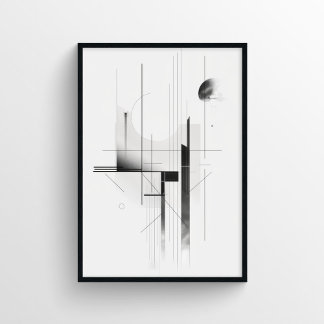 Minimalist Modern Black and White Abstract Poster