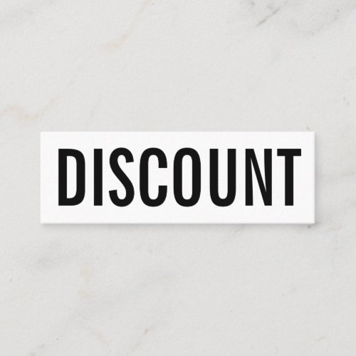 Minimalist modern black and white bold discount mini business card