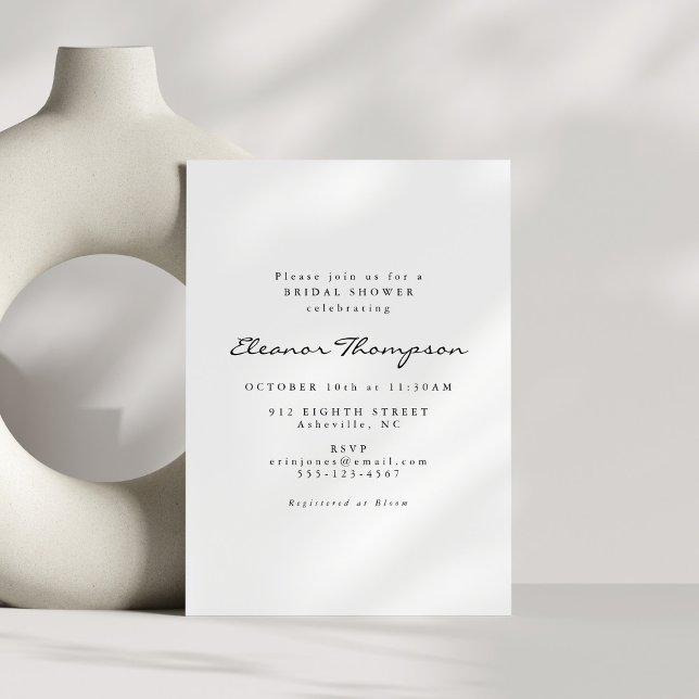 Minimalist Modern Black and White Bridal Shower Invitation (Creator Uploaded)