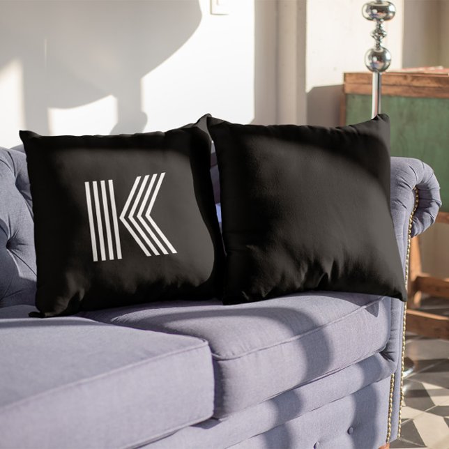 Minimalist Modern Black and White Monogram Throw Pillow (Minimalist Modern Black and White Monogram Throw Pillow)