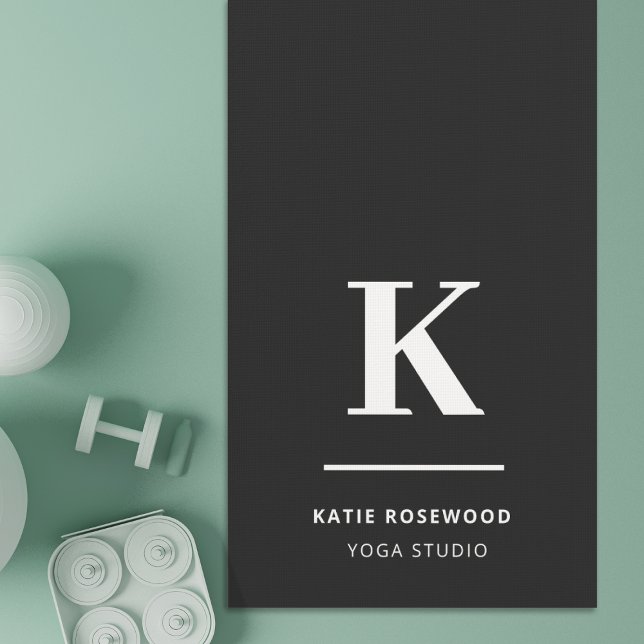 Minimalist Modern Black and White Monogram Yoga Mat (Creator Uploaded)