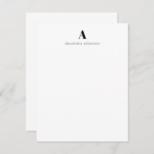 Minimalist Modern Black and White Personalized   Note Card