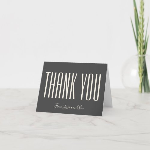 Minimalist Modern Black and White Personalized Thank You Card