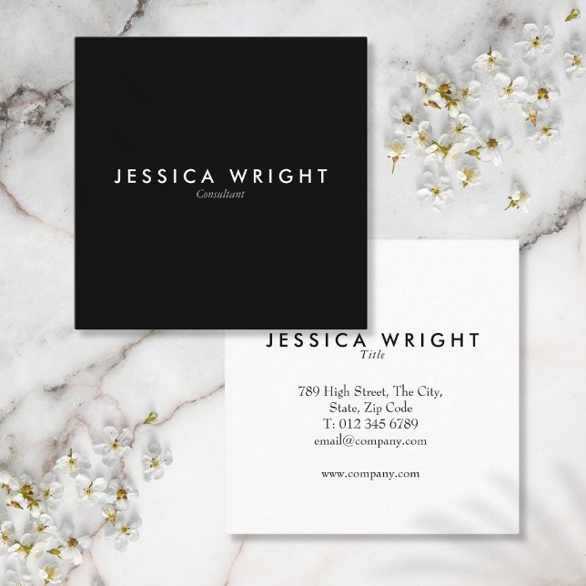 Minimalist Modern Black and White Professional Square Business Card (Minimalist Modern Black and White Professional Square Business Card)