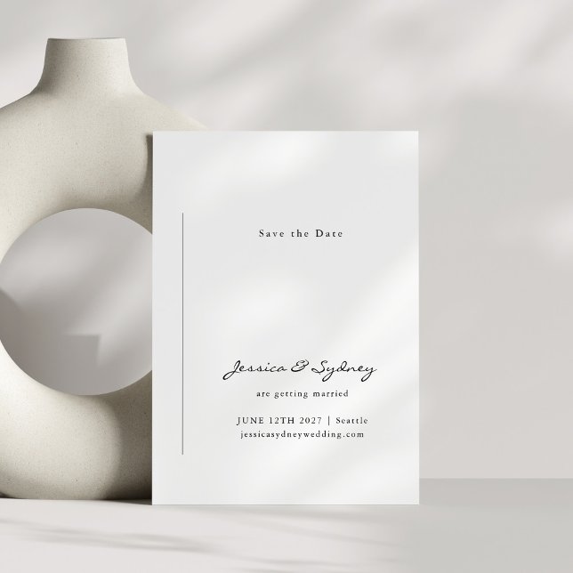 Minimalist Modern Black and White Script Wedding Save The Date (Creator Uploaded)