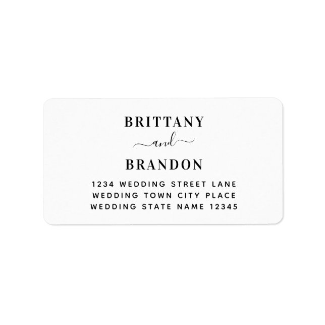 Minimalist Modern Black and White Wedding Address Label (Front)