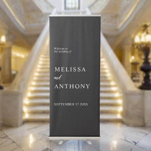 Minimalist Modern Black and White Wedding Retractable Banner