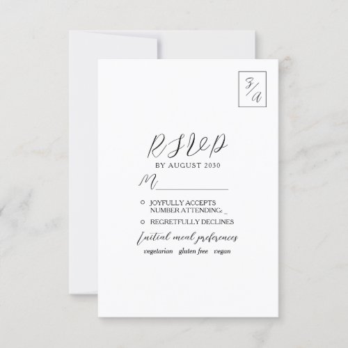 Minimalist Modern Black and White Wedding RSVP