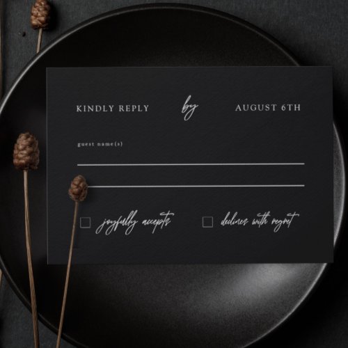 Minimalist Modern Black and White Wedding RSVP Card