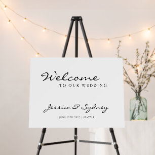Minimalist Modern Black and White Wedding Welcome Foam Board