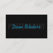 Minimalist Modern Black Blue Photographer Business Card