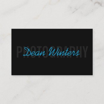 Minimalist Modern Black Blue Photographer Business Card by MG_BusinessCards at Zazzle