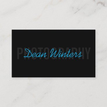 Minimalist Modern Black Blue Photographer Business Card