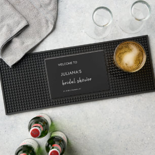 Minimalist Modern Black Bridal Shower Bar Mat