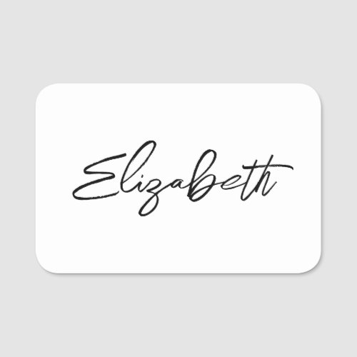 Minimalist Modern Black Brush Script Name Tag