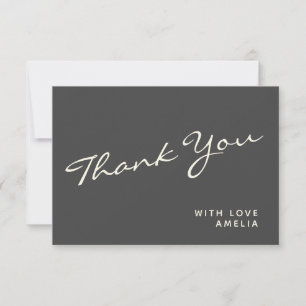 Minimalist Modern Black Calligraphy Name Thank You Card