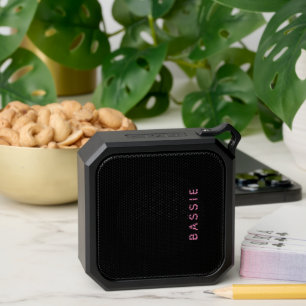 Minimalist modern black custom name bluetooth speaker