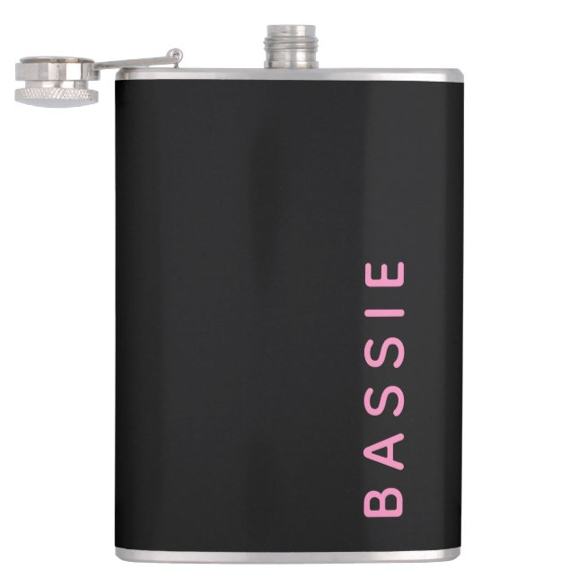 Minimalist modern black custom name flask (Opened)