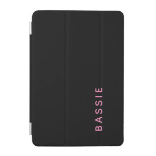 Minimalist modern black custom name iPad mini cover