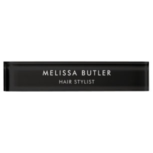 Minimalist Modern Black Desk Name Plate