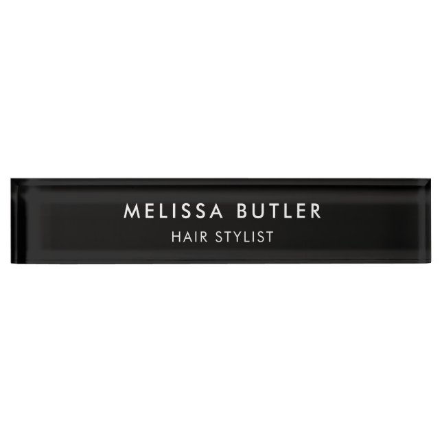 Minimalist Modern Black Desk Name Plate (Front)