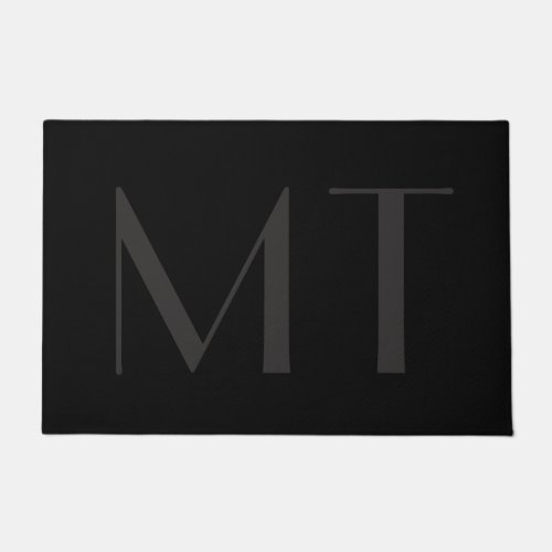 Minimalist Modern Black Gray Elegant Monogram Doormat