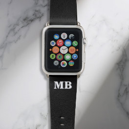 Minimalist Modern Black Initial Monogram Apple Watch Band