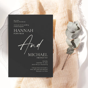 Minimalist Modern Black Ivory Invitation