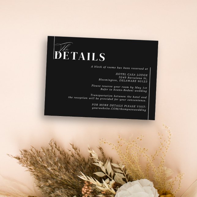 Minimalist Modern Black Moody Wedding Details Enclosure Card (Creator Uploaded)