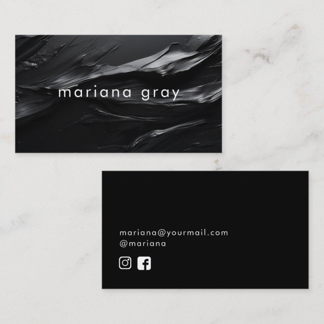 Minimalist modern black paint business card (Front/Back)