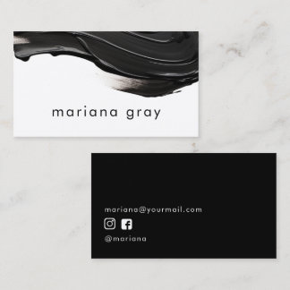 Minimalist modern black paint business card