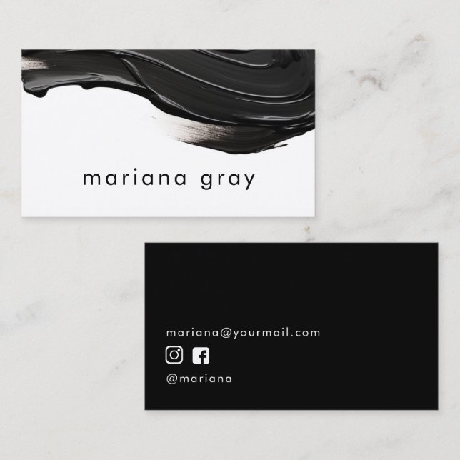 Minimalist modern black paint business card (Front/Back)