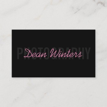Minimalist Modern Black Pink Photographer Business Card by MG_BusinessCards at Zazzle