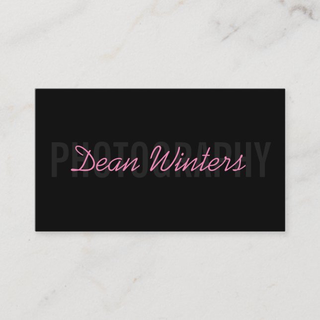 Minimalist Modern Black Pink Photographer Business Card (Front)