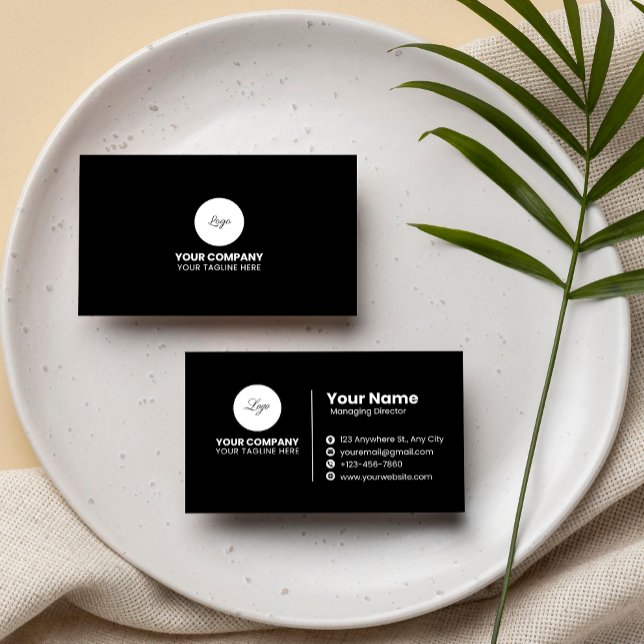 Minimalist Modern Black Professional Business Card (Creator Uploaded)