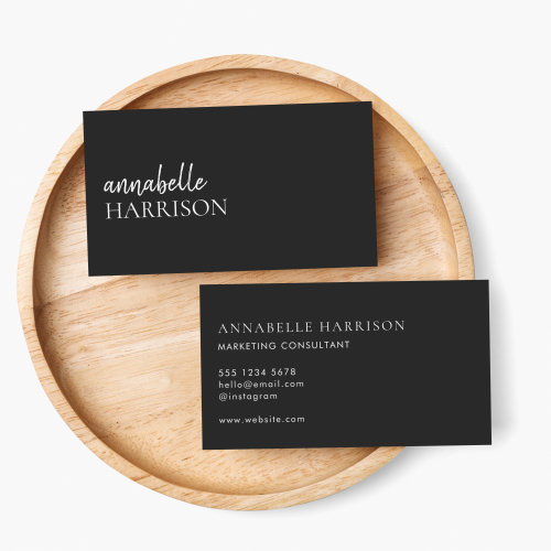 Minimalist Modern | Black Professional Script Business Card