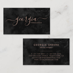 Minimalist Modern Black & Rose Gold Signature Business Card | Zazzle