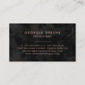 Minimalist Modern Black & Rose Gold Signature Business Card (Back)